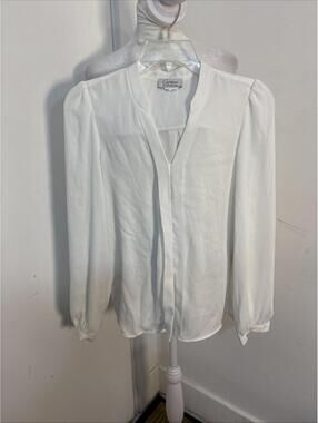 Cartier Uniformes brand white long-sleeve blouse V-neck Sz 36 Bulgaria
